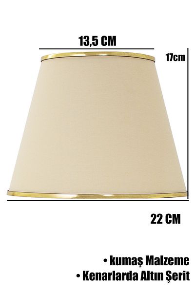Vivido Abajur Cream Gold Stripe Detailed Double Modern Lampshade