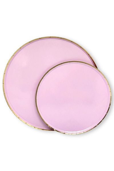 Mare Karnaval Round Lilac Gold Gilt Cardboard Party Plate 8 Pieces-23cm