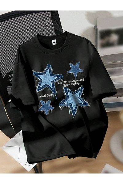 BukuriCO Women's Star Is Unique Printed Wide Fit Oversize Tshirt