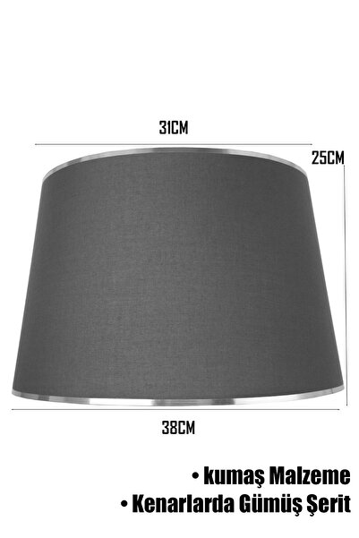 Vivido Abajur Antrasit Gümüş Şeritli Lambader Şapkası