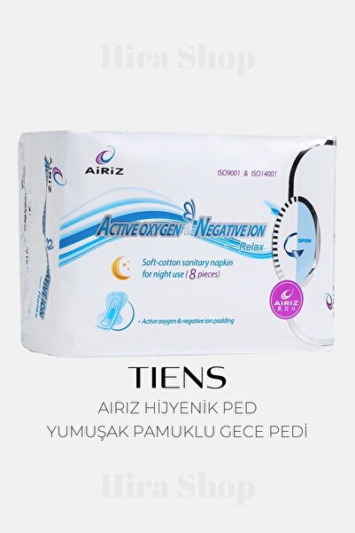 Airiz Airiz Hijyenik Kadın Gece Pedi Yumuşak Pamuklu 8 Adet