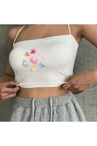 Touz Moda White Crop Rope Strap Bustier - Ocean
