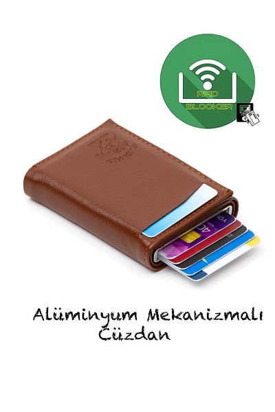 Bürke Θήκη έξυπνης πιστωτικής κάρτας Unisex - Δερμάτινο πορτοφόλι πολλαπλών διαμερισμάτων με μηχανισμό