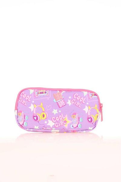 KAUKKO Geantă pentru creion cu 3 compartimente Sweet Skate Liliac pentru copii - L8199