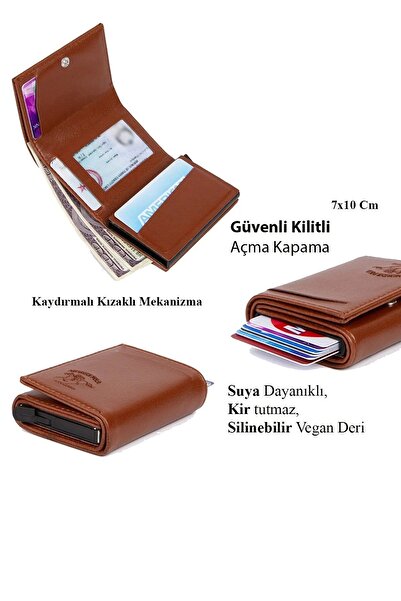 Bürke Θήκη έξυπνης πιστωτικής κάρτας Unisex - Δερμάτινο πορτοφόλι πολλαπλών διαμερισμάτων με μηχανισμό