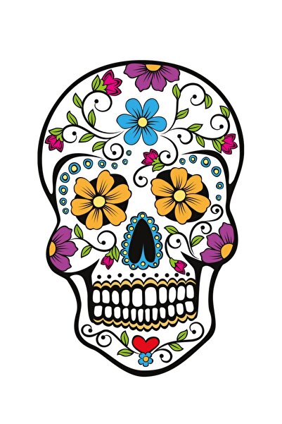 MegaSticker ملصق سيارة على شكل جمجمة زهرية مقاس 15 × 10 سم - دراجة نارية، كمب...