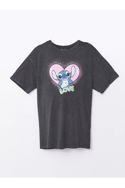LC Waikiki Kurzärmliges Umstands-T-Shirt mit Rundhalsausschnitt und Stitch-Print