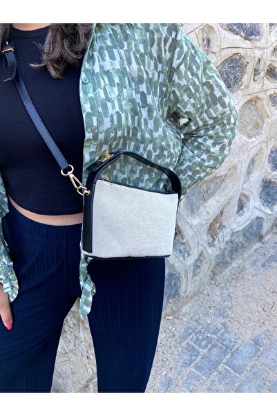 Daj Company Geantă neagră de mână și de umăr pentru damă - Lacăt auriu și mân...