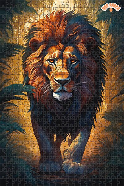 Teona Ahşap Ormanın Krallığı Aslan Hakimiyeti Çift Katlı Çerçeveli Asılabilir Ahşap Puzzle 500 PARÇA 50X30