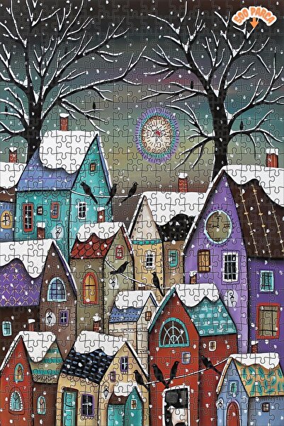 Genel Markalar Kar Masalı Dekoratif Çift Katlı Çerçeveli Asılabilir Ahşap Puz...