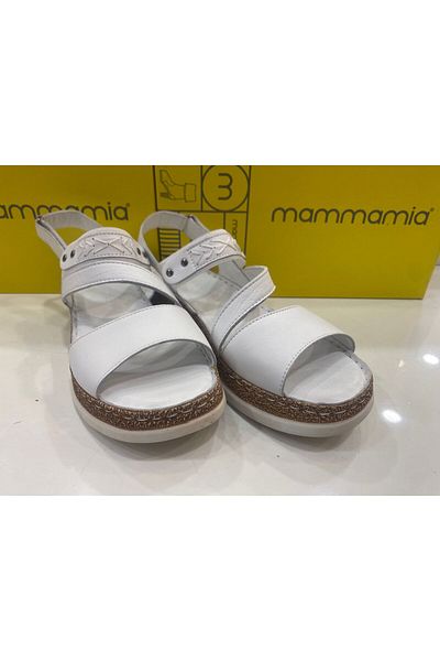 Mammamia D24YS-1640 Sandale plate pentru femei albe