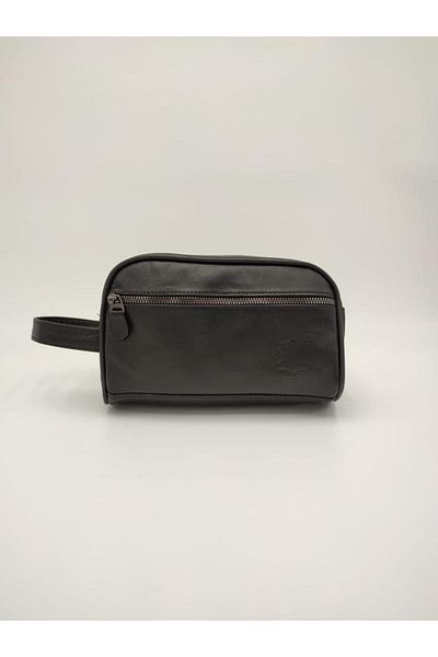 ARTON Black Genuine Leather Handbag with 2 Compartments and Inner Pocket