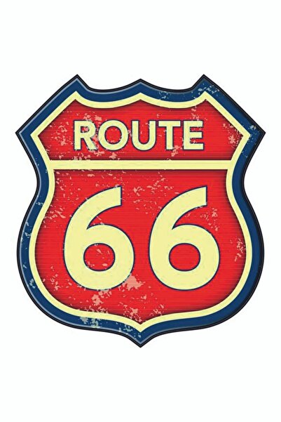 Limitless Design Route 66 Araba, Motorsiklet, Kask, Laptop, Cam Sticker 12x10 Cm