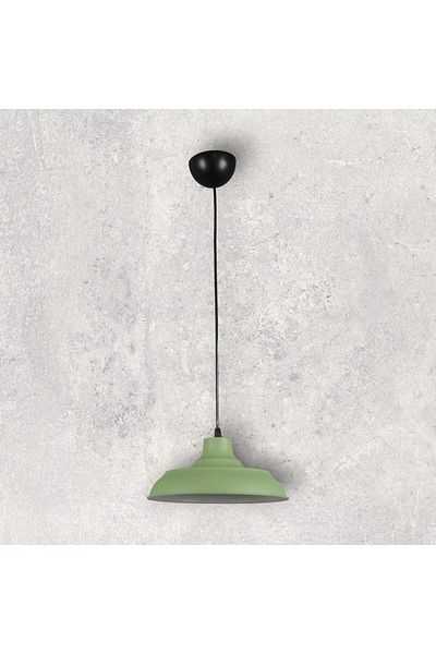 Fer Avize Sinyor Modern Metal Finished Green Inside White Pendant Lamp Cafe - Kitchen Single Chandelier