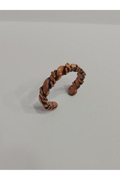 EldenEveBakır Single Cross Braided Copper Ring Brgy0005