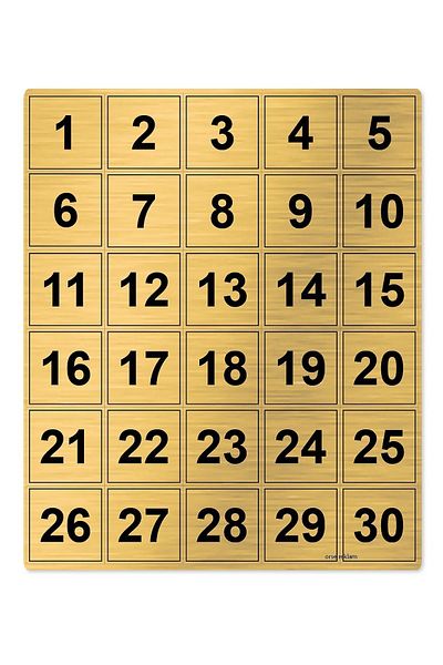 Orse Reklam رقم الطاولة، رقم الخزانة المعدني 1 - 30 (5 × 5 سم مع مادة لاصقة في الخلف)
