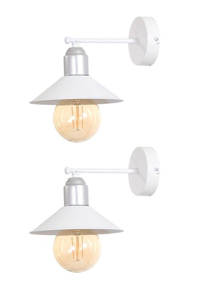Fer Avize Beta Modern Design Living Room - Kitchen - Bedroom - White Color Gray Lampholder (2 PCS) Wall Sconce
