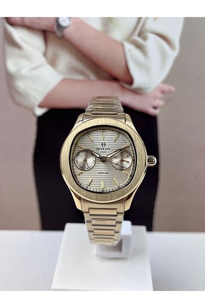 Hislon GOLD WOMEN'S WRISTWATCH SAPPHIRE (NON-STREAT) GLASS 3 ATM WATERPROOF