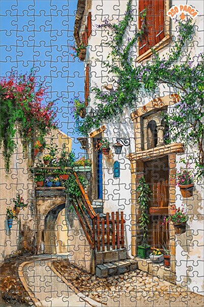 Teona Ahşap İtalyan Sokağı Dekoratif Çift Katlı Çerçeveli Asılabilir Ahşap Puzzle 250 PARÇA 30X30