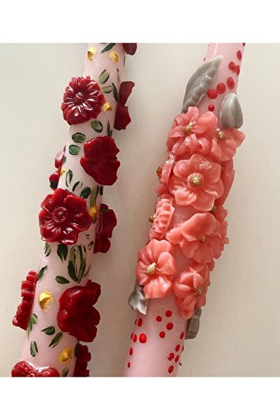 STUDIO SOI CANDLE&MORE 2’li Yeni Çiçekli Şamdan Mumu Seti