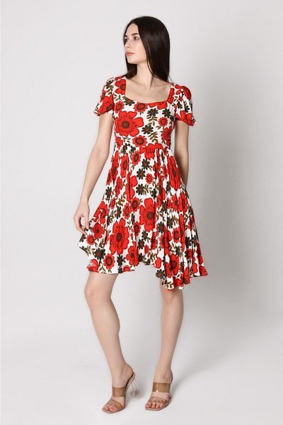 AVVER Rochie de damă cu detaliu la spate cu imprimeu floral