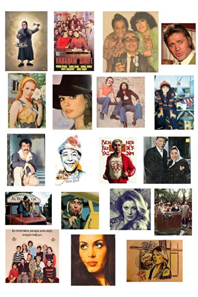 MiniPera Yeşilçam Ünlüleri 19'lu Nostaji Özel Tasarım Sticker Seti