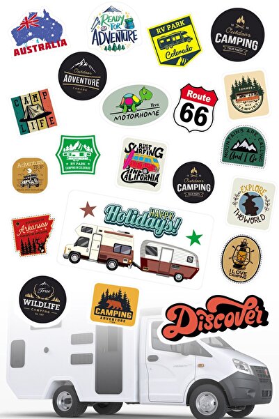 grigrafik 20 Parça Karavan Ve Kamp Araçlarına Özel Sticker Çıkartma Seti Mod-3