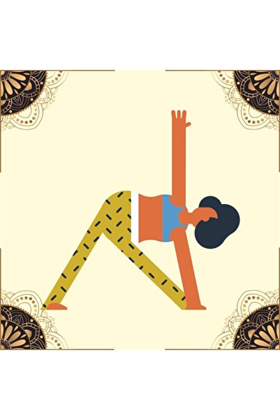 Teona Ahşap yoga hareketler kadın esneme Retro Ahşap Poster (Ölçü:20x30)