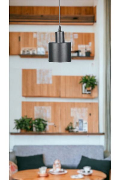 Fer Avize Mısra Modern Design Metal Head Black Color Pendant Lamp Cafe - Kitchen Single Chandelier