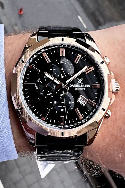 Daniel Klein Exclusive Erkek Kol Saati 3 Atm Su Geçirmez Siyah Renk Çelik Kordon Bileklik Dkh4599c1