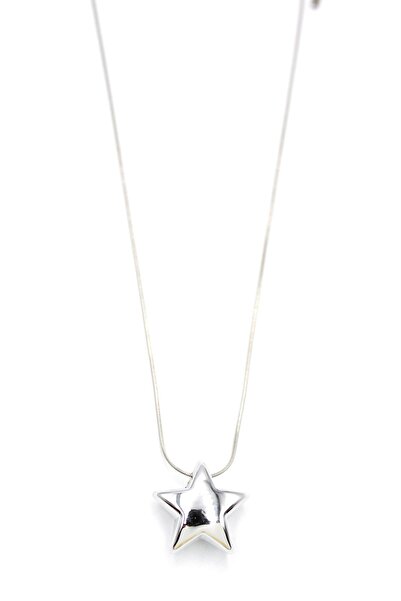 AychaAksesuar قلادة نجمة فضية اللون من الفولاذ