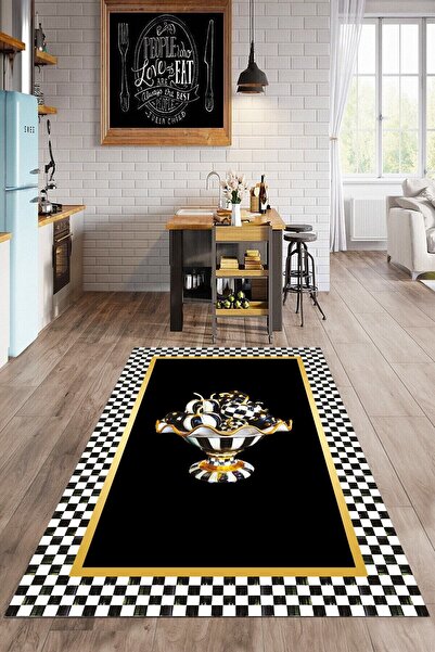 YTR HOME Dijital Baskı Yıkanabilir Kaymaz Taban Dekoratif Salon Mutfak Halısı...