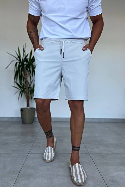 MADZEYMODA Men's Stone Gray Parachute Fabric Casual Shorts