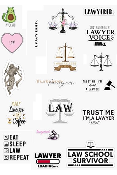 MiniPera Hukuk Avukat Lawyer Temalı 18'li Sticker Seti
