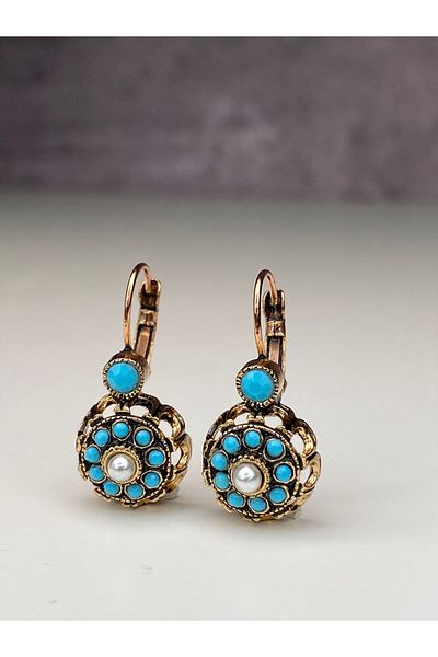 tasarımhikayecisi Mardin's Little Floral Blue Earrings