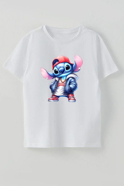 THEWERT Tricou pentru copii din bumbac alb - unisex, potrivire normală, imprimat stick