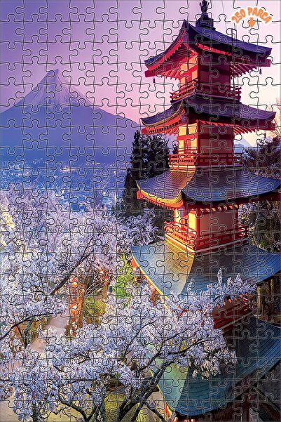 Teona Ahşap Fuji Dağı,Japonya Dekoratif Çift Katlı Çerçeveli Asılabilir Ahşap...