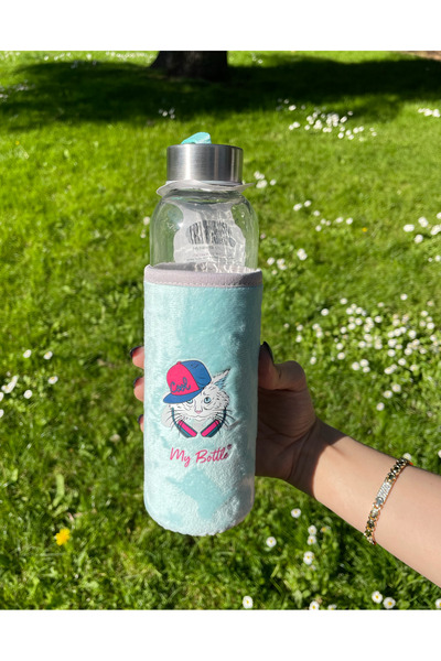 RMG Figürlü Peluş Matara Suluk 500ml Cam Su Mug Matarası