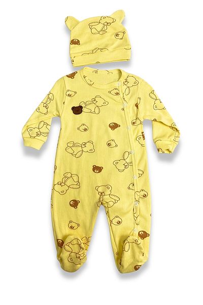 ADABEBEK Unisex 100% Cotton Overalls - With Ears, Hat and Teddy Bear