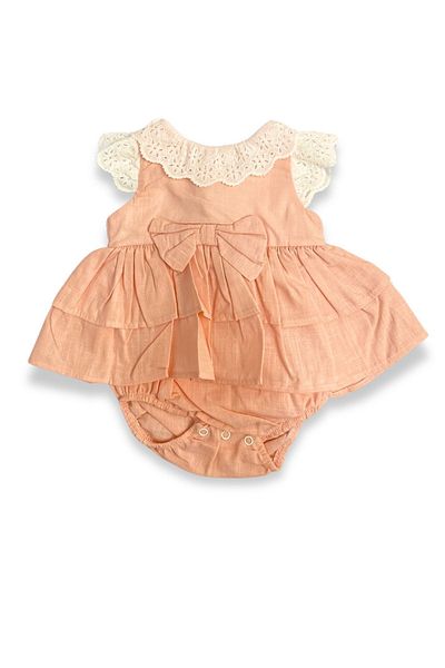 ADABEBEK Baby Lace Detailed Girl's Dress with Snaps from the Bottom