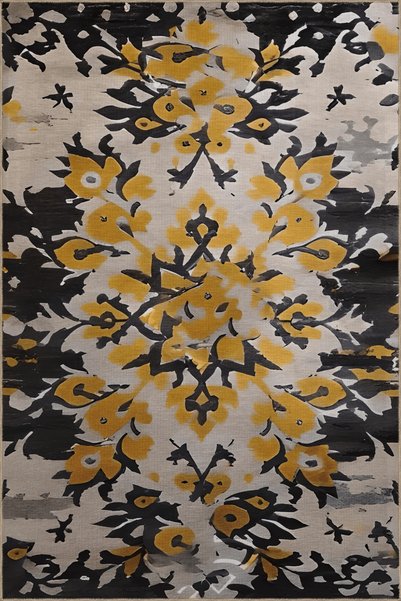 Rugs Modern Halı Yellow Black Themed Mixed Floral Patterned Creative Modern D...