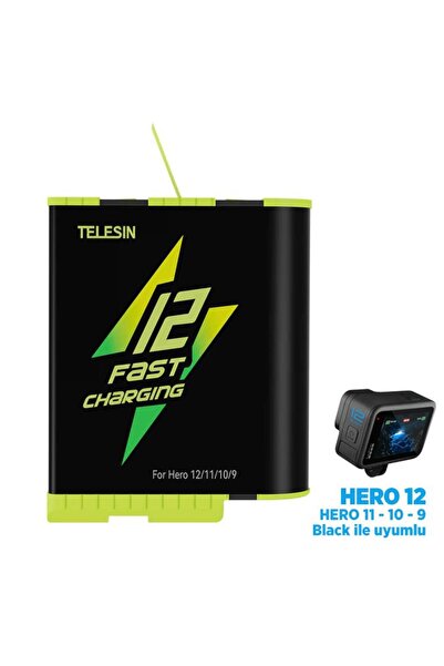 TELESIN GoPro Şarj Edilebilir Yedek Batarya Fast Charging 1750mAh (Hero12 , H...