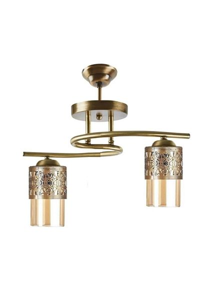 Fer Avize Ft Rustic Retro Antique Honey Glass Living Room - Kitchen - Bedroom 2-Piece Chandelier