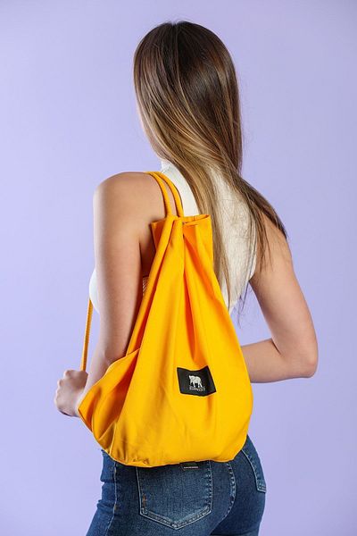 ELEPHANT ÇANTA Yellow Colored Canvas Drawstring Shoulder Strap Rope Drawstring Backpack