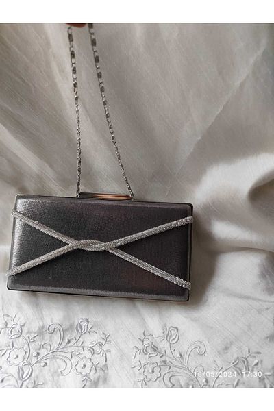 lowell bag Geantă pentru rochie de seară Lowell Grey Glitter Cross Stone