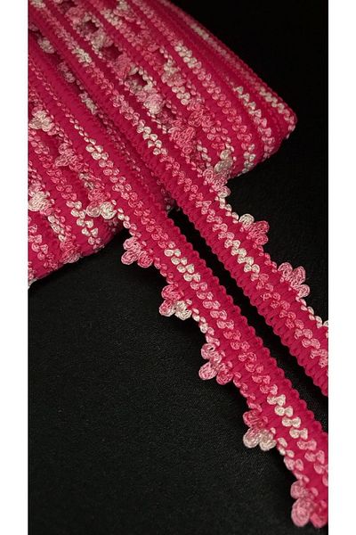Ozpas 3m Embroidery Pink-White Edge Tape - 1.5cm