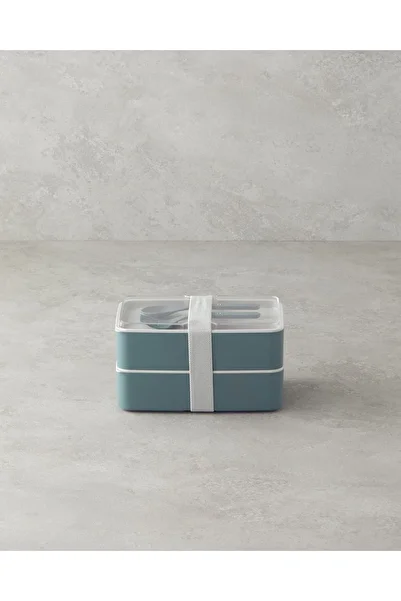 English Home Green Mezaluna Plastic Lunch Box - 2 Layers, 8 Pieces, 720+720 ML