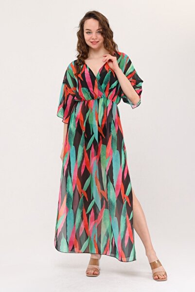 Bolder Lolita Black Green Leaf Pattern Beach Dress