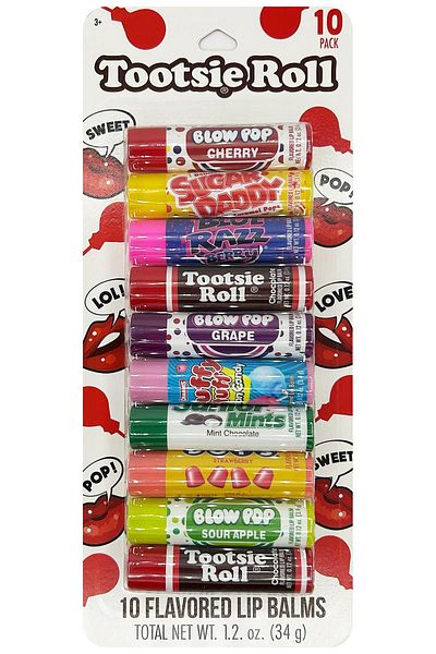TASTE Beauty 10 Pieces Tootsie Roll Lip Balm - Lip Balm Assortment Pack