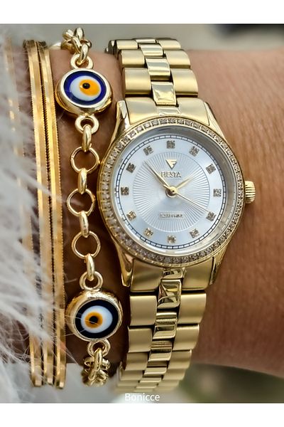 Fiesta 2 Years Warranty Steel Cord Bridal Engagement Wedding Case Women Wristwatch Bracelet